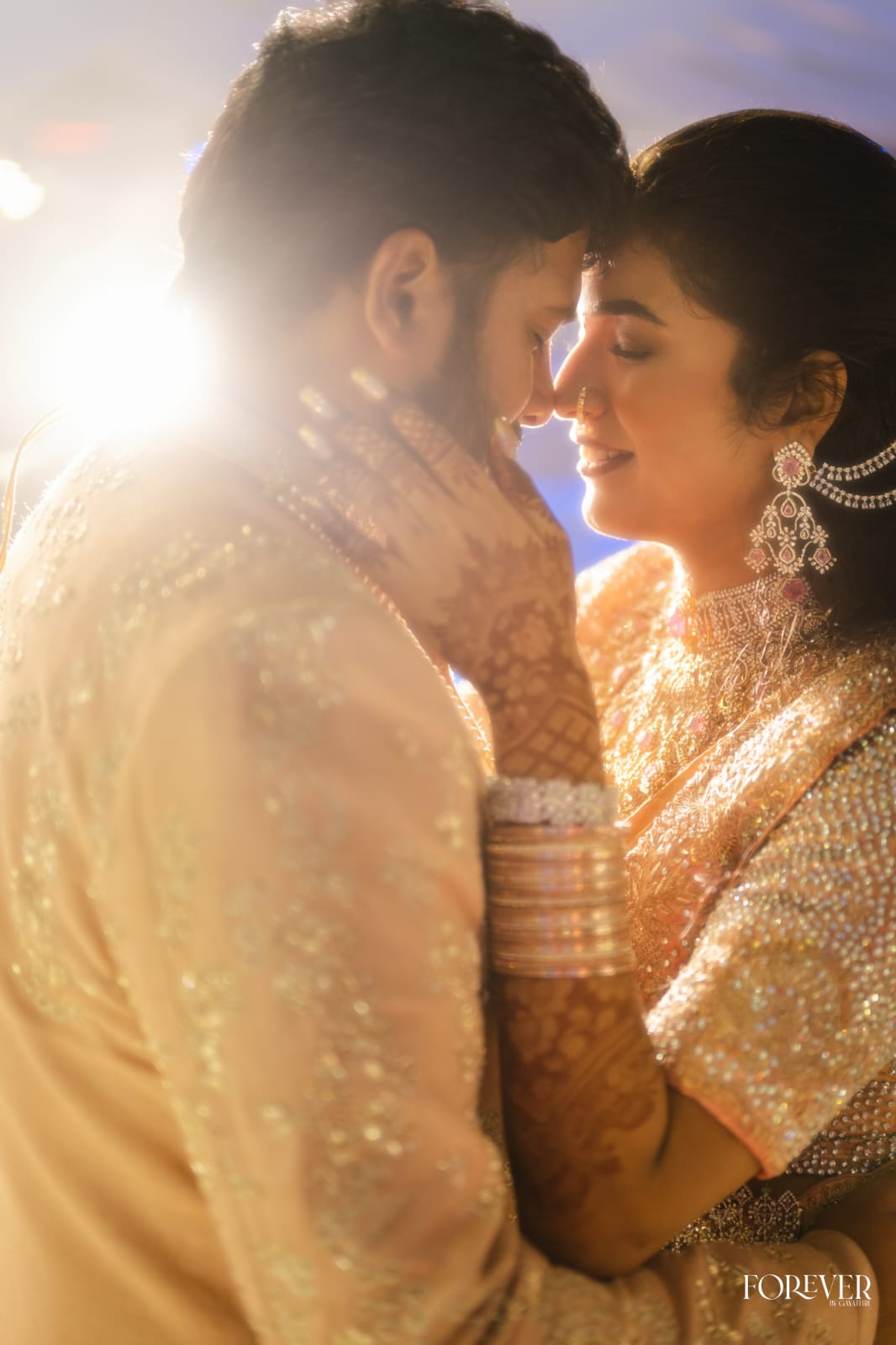 Sriya and Janak in a quiet golden moment